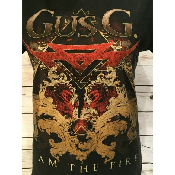 Gus G I am Fire Album Cover Shirt Heavy Metal Band Konstantinos Karamitroudis - Picture 2 of 4